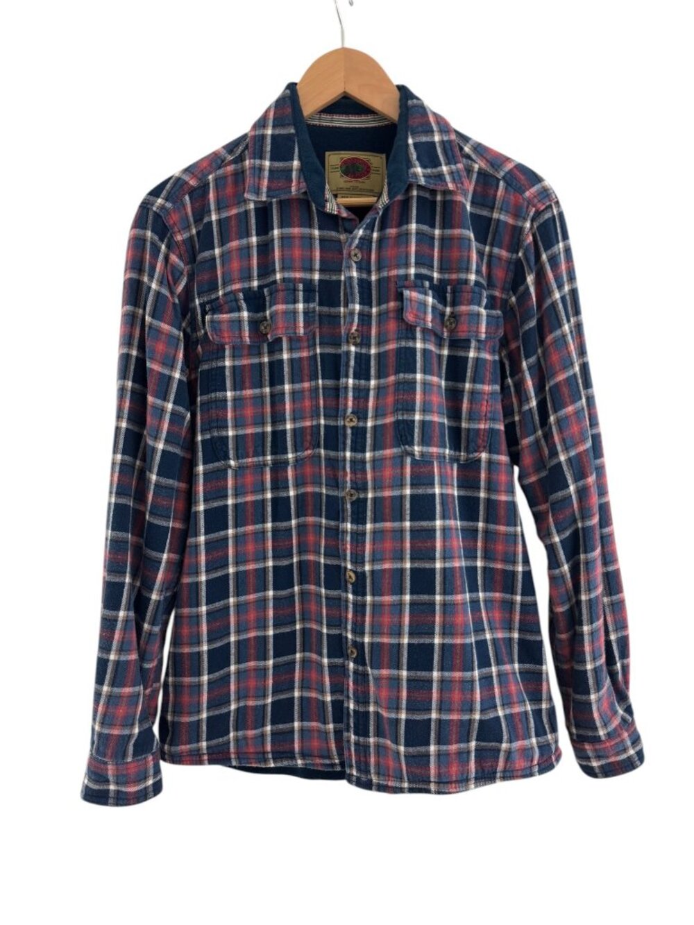 Boston Traders Men's Blue Red Plaid Flannel Shirt Fleece‎ Lined Shacket Size M